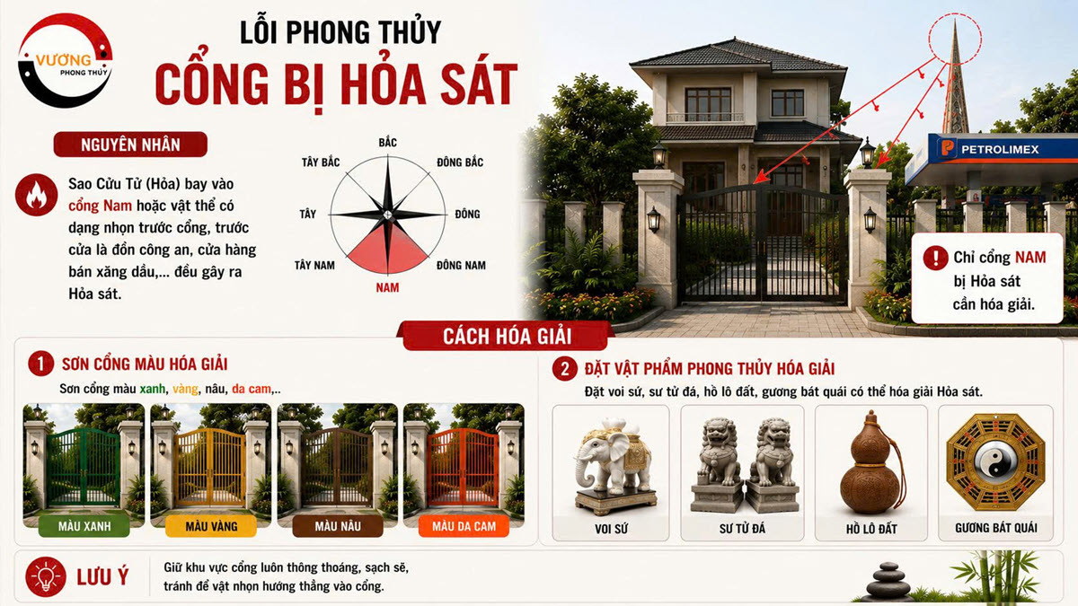 Lỗi phong thủy "Cổng bị Hỏa sát" và cách hóa giải