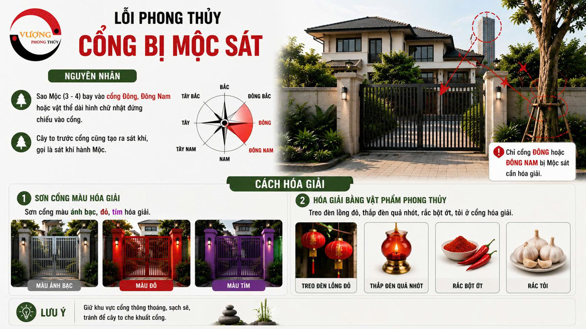 Lỗi phong thủy "Cổng bị Mộc sát" và cách hóa giải