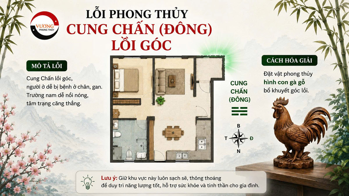 Lỗi phong thủy "Cung Chấn (Đông) lồi góc" và cách hóa giải