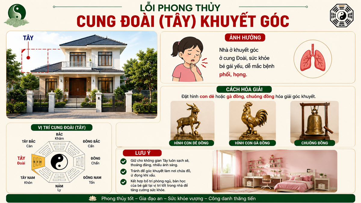Lỗi phong thủy "Cung Đoài (Tây) khuyết góc" và cách hóa giải