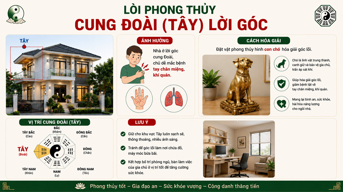 Lỗi phong thủy "Cung Đoài (Tây) lồi góc" và cách hóa giải