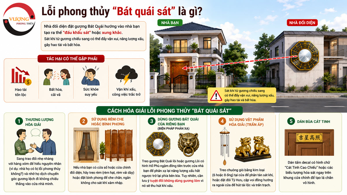 Lỗi phong thủy "Bát quái sát" là gì? Cách hóa giải