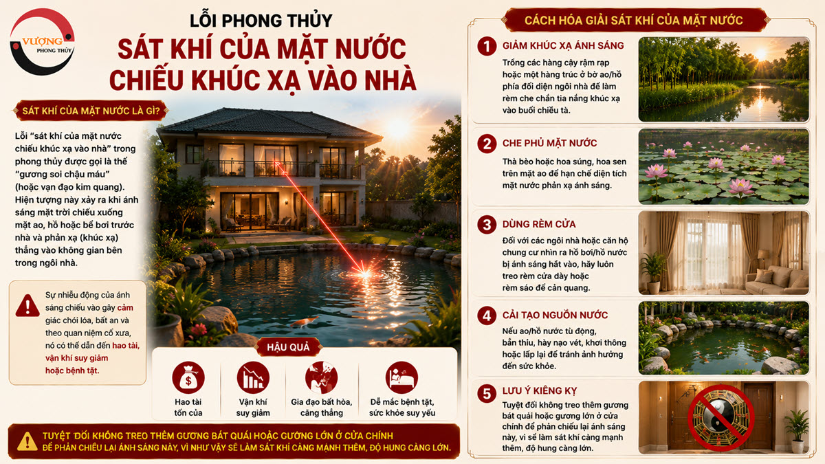 Lỗi phong thủy "sát khí của mặt nước chiếu khúc xạ vào nhà" là gì? Cách hóa giải