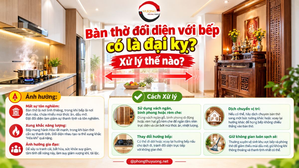 "Bàn thờ đối diện với bếp" có là đại kỵ? Xử lý thế nào?