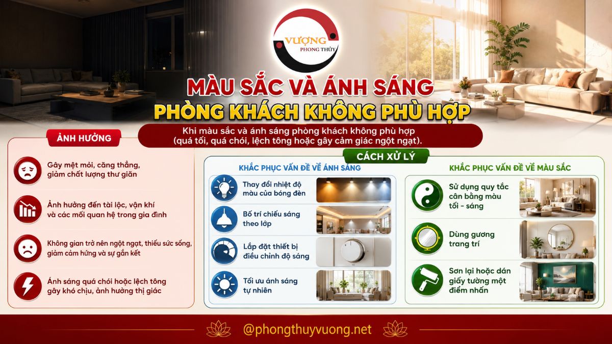 “Màu sắc và ánh sáng phòng khách không phù hợp”: Cách xử lý thế nào?