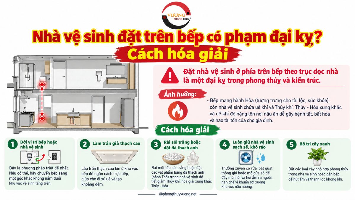 Nhà vệ sinh đặt trên bếp có phạm đại kỵ? Cách hóa giải