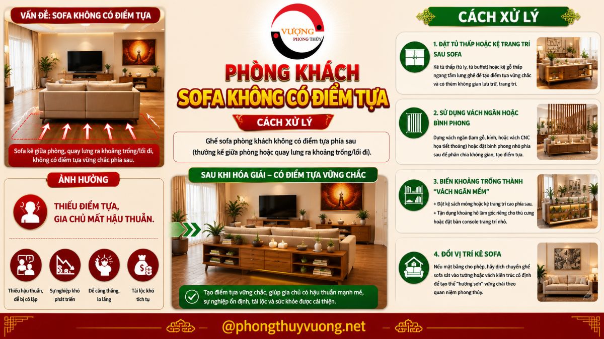 Phòng khách sofa không có điểm tựa, cách xử lý