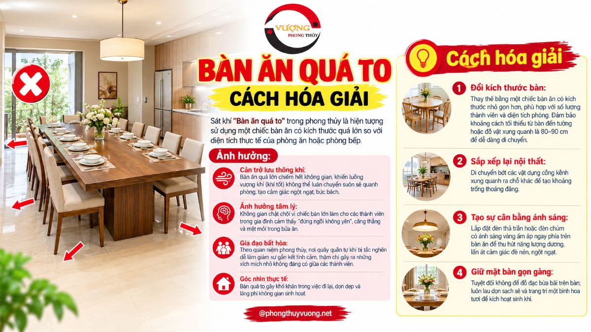 Sát khí "Bàn ăn quá to" là gì? Cách hóa giải