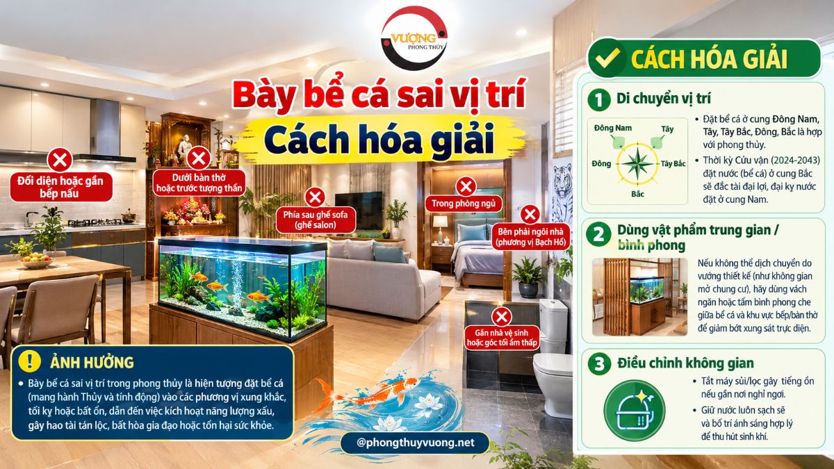 Sát khí "Bày bể cá sai vị trí" là gì? Cách hóa giải