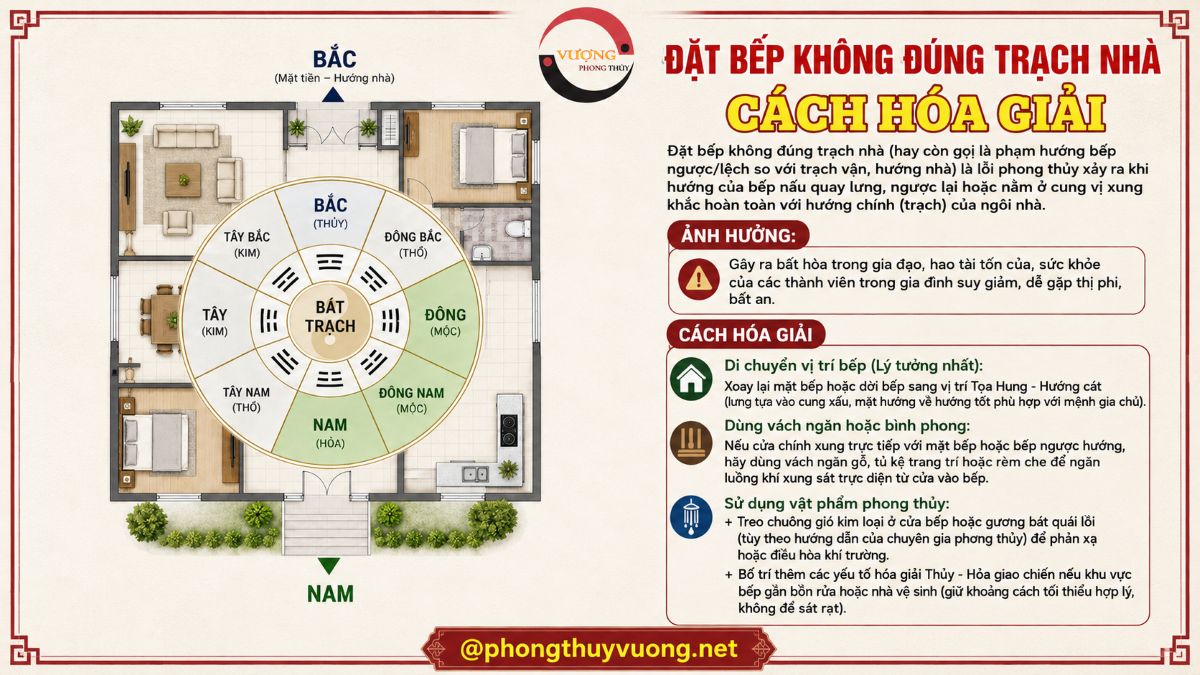 Lỗi phong thủy "Đặt bếp không đúng trạch nhà" là gì? Cách hóa giải