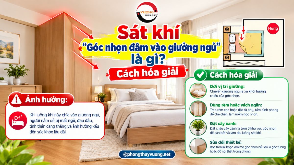 Sát khí "Góc nhọn đâm vào giường ngủ" là gì? Cách hóa giải