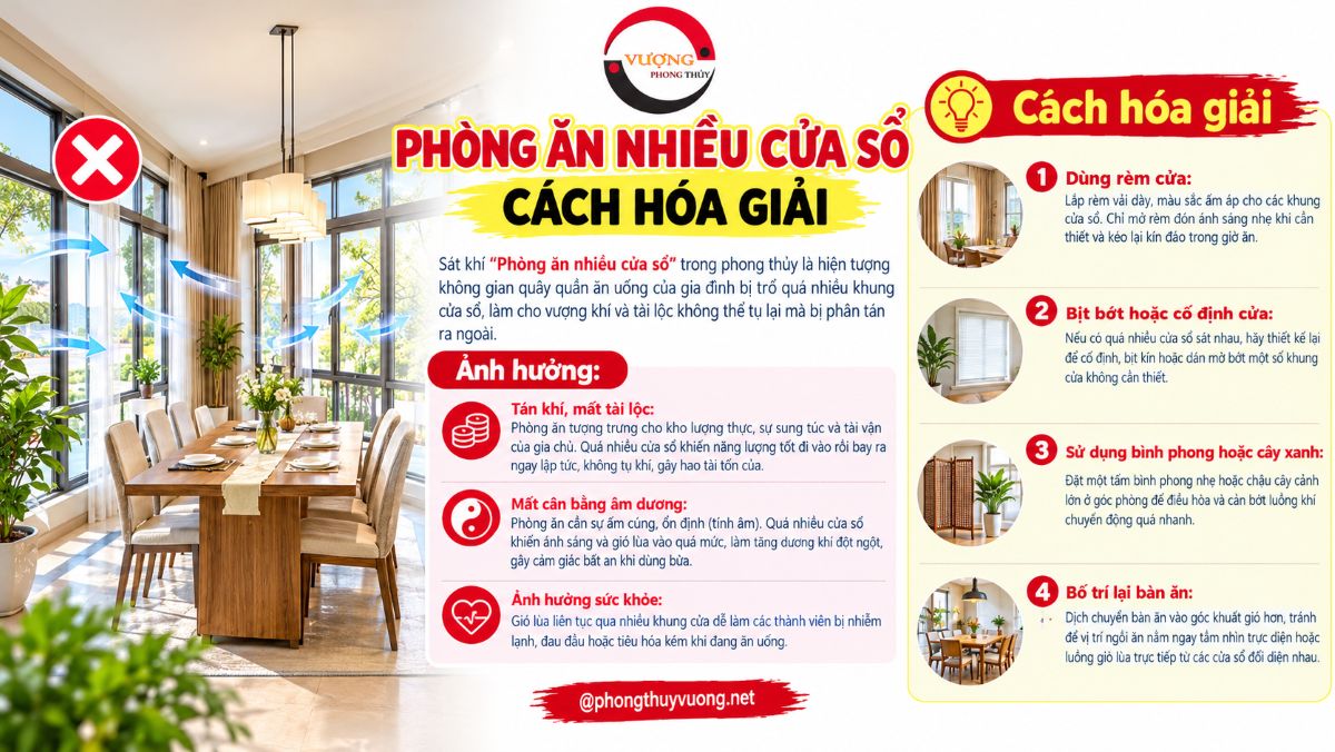 Sát khí "Phòng ăn nhiều cửa sổ" là gì? Cách hóa giải