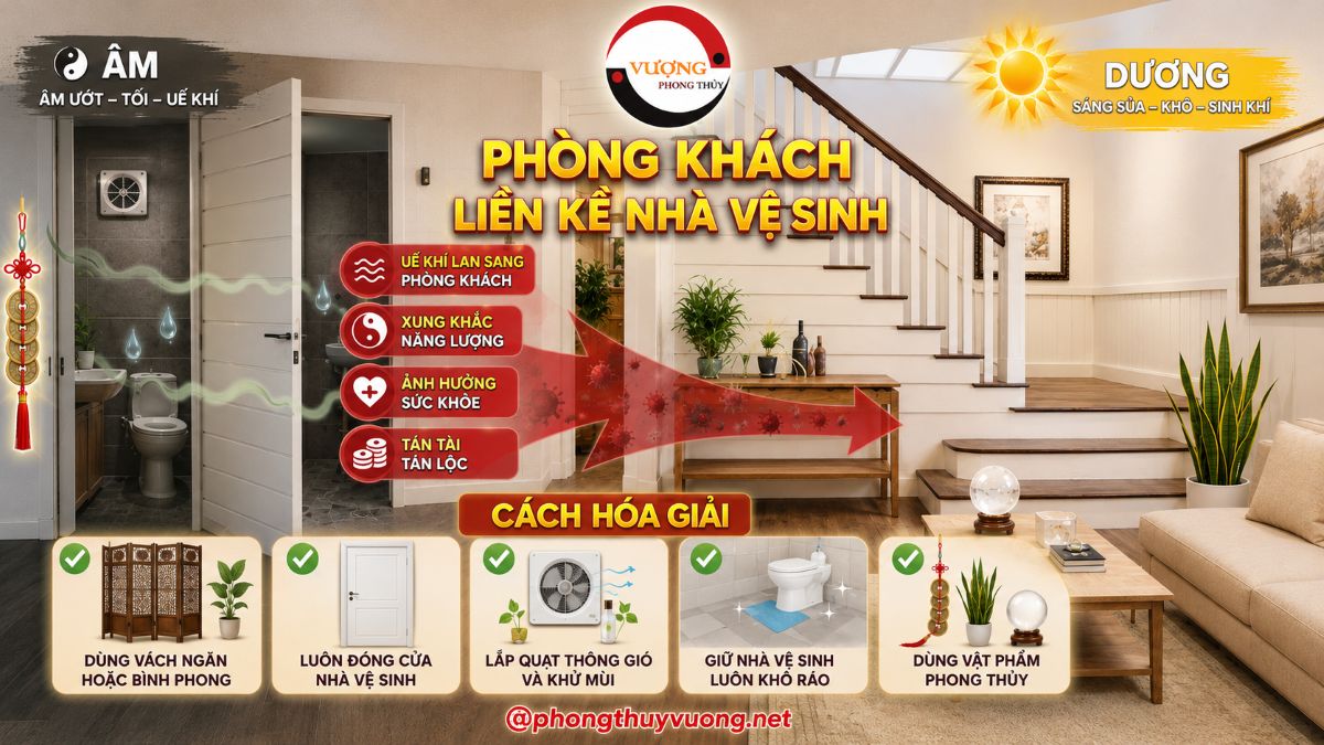 Sát khí "Phòng khách liền kề nhà vệ sinh" là gì? Cách hóa giải