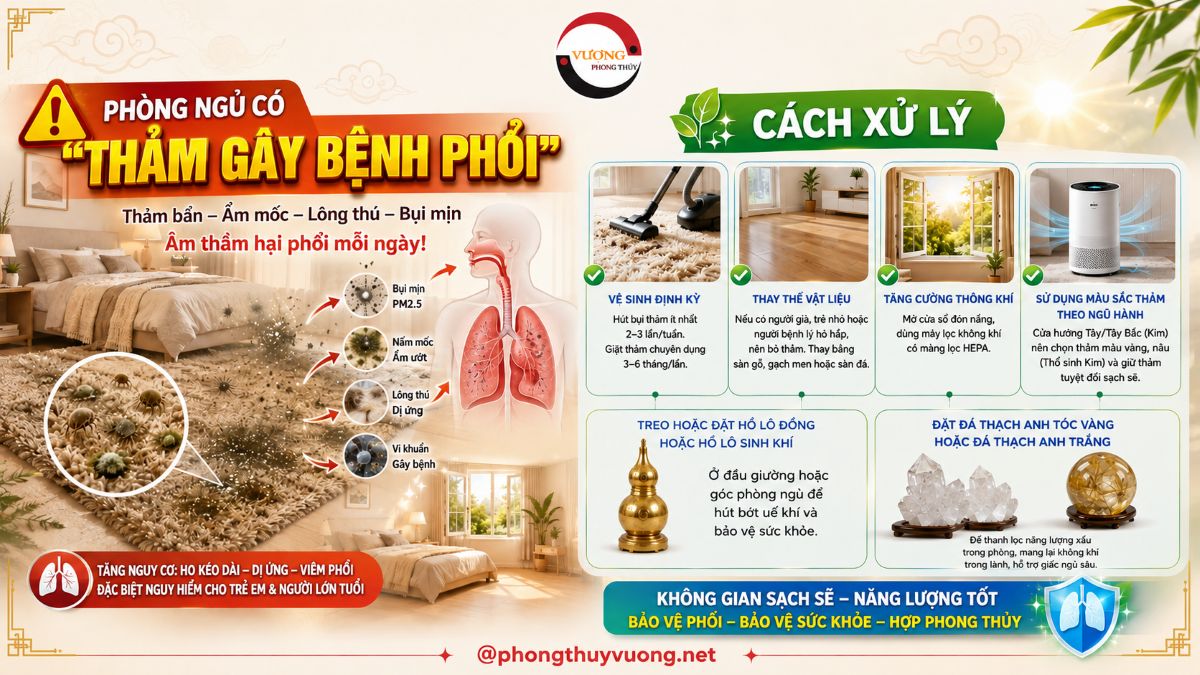 Phòng ngủ có "Thảm gây bệnh phổi" và Cách xử lý
