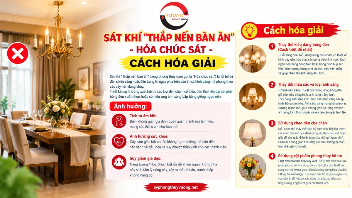 Sát khí "Thắp nến bàn ăn" - Hỏa chúc sát là gì? Cách hóa giải