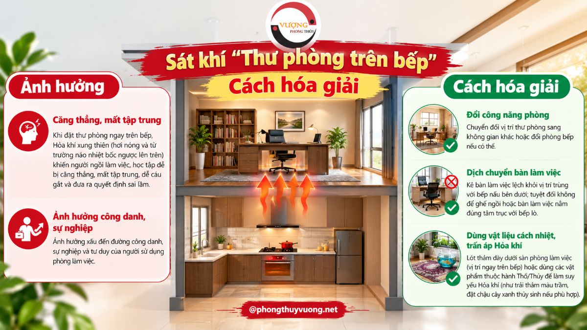 Sát khí "Thư phòng trên bếp" là gì? Cách hóa giải