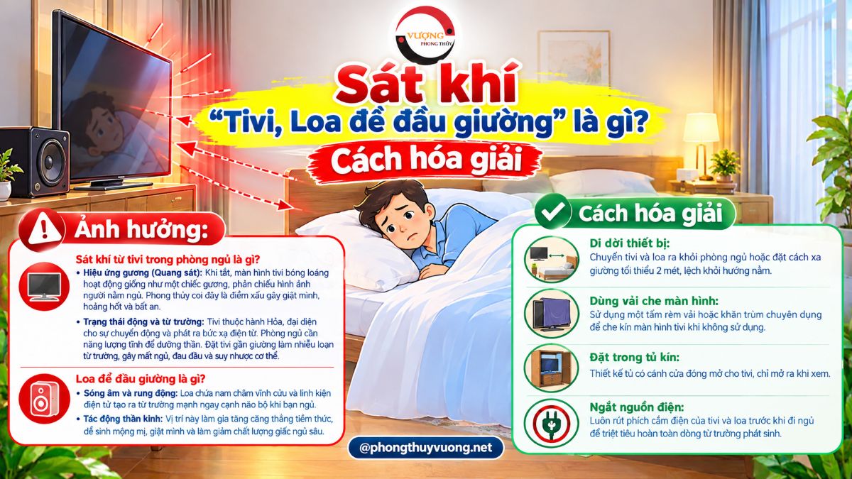 Sát khí "Tivi, Loa để đầu giường" là gì? Cách hóa giải