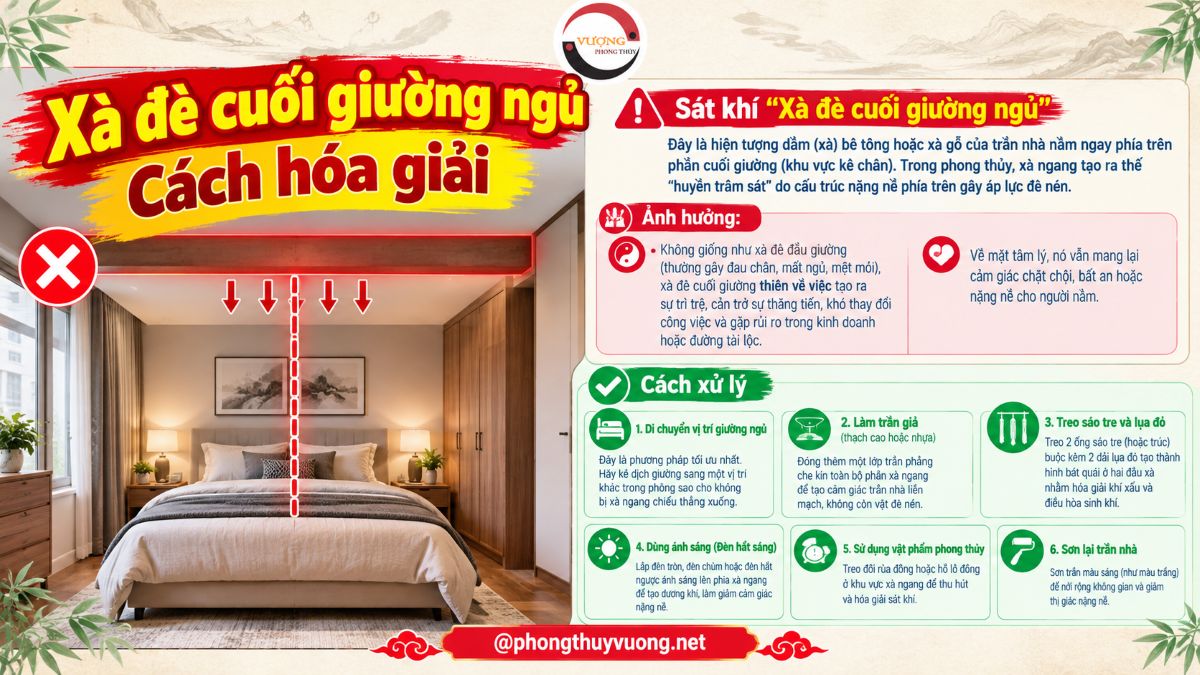Sát khí "Xà đè cuối giường ngủ" là gì? Cách hóa giải